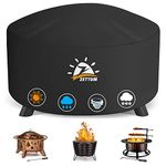 Zettum Fire Pit Cover Round 70 CM - Outdoor Firepit Cover Heavy Duty & Waterproof, 600D Patio Fire Table Cover Large Gas Fire Pit Accessories Fade & Weather Resistant - 71 x 71 x 40 CM