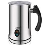 Stainless Steel Silver Electric Automatic Milk Frother and Warmer Steamer with Hot or Cold Functionality for Coffee, Cappuccino and Macchiato (Silver, FDA Approved)