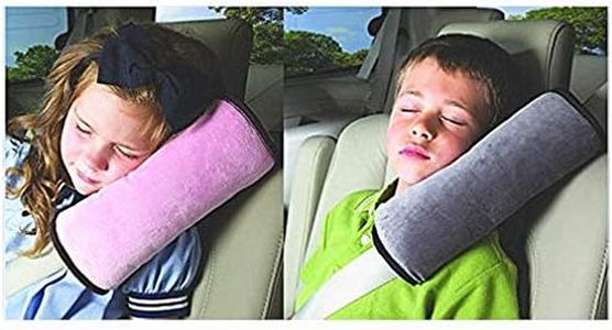 Colorsheng 2 pcs Auto Pillow Car Safety Belt Protect, Shoulder Pad, Adjust Vehicle Seat Belt Cushion for Kids （Grey，Pink）