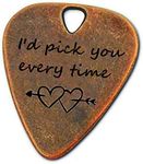 JUPPE Bronze Copper I'd Pick You Every Time Guitar Pick With Leather Case Music Birthday Gifts For Boyfriend Girlfriend Valentine's Day Gifts For Him Her (I'd Pick You Every Time)