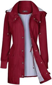 Bloggerlove Rain Jackets Women Waterproof Hooded Rain coat Lightweight Trench Coats Outdoor Active Travel Wine Red XL