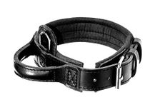 DINGO GEAR Drago Leather Dog Collar, Amortized with Strong Wide Handle, Handmade, Neck Girth 40-48 cm, for Training and Walks, Pull Protection, Soft Padding, Black (S04020)