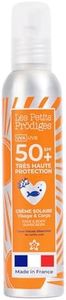 LES PETITS PRODIGES Creme Solaire SPF 50+ Visage & Corps - Invisible - Haute Protection UVA, UVB - Hydratant & Apaisant - Senteur Monoï - Flacon Aluminium Recyclable - Fabriquée en France - 100ml