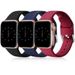 Wepro Pack 3 Straps Compatible with Apple Watch Strap 42mm(Series 10) 38mm 40mm 41mm Women Men, Soft Silicone Strap for iWatch Series 10 9 8 7 6 5 4 3 2 1 SE, Black/Blue/Red