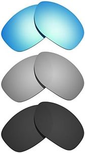 Littlebird4 3 Pairs Polarized Replacement Lenses for Oakley Pit Bull- Multiple Options (Black-Titanium-Ice Blue)