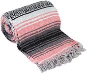 Canyon Creek Authentic Mexican Yoga Falsa Blanket, Coral, 76" L x 53" W