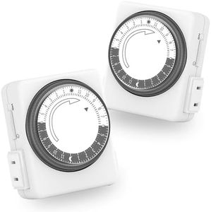 HBN Indoor Timers for Electrical Outlets,24-Hour Mechanical Outlet Timer,2 Grounded Outlets,Heavy Duty Daily On/Off Cycle,for Lamps,Seasonal,Christmas Tree Lights and Holiday Decorations