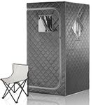 iDOTODO Full Size Portable Personal Infrared Sauna for Home, Personal Home Spa Tent with Remote Control, Heating Foot Pad, Foldable Reinforced Chair （Grey, L33.8 x W 33.8" x H 66.5"