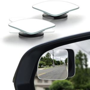 LivTee Blind Spot Mirror, Fan HD Glass Frameless Convex Rear View Mirror with wide angle Adjustable Stick for Cars SUV and Trucks, Pack of 4