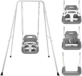 Taleco Gear Toddler Swing, 3-in-1 Swing Sets for Backyard, Baby Swing Outdoor/Indoor, Toddler Swing Set Suitable for Children 6 Months and Older (Black)