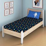 Smartsters Single Bedsheet with Pillow Cover| Elastic Fitted | 100% Bamboo Cotton | 180 Thread Count | Space Design | Single Bed | Astronuts | 39x75 inches | Dark Blue