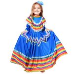 BAKUGOU Mexican Folklorico Dress Girls Cino De Mayo Fiesta Traditional Mexican Costume Jalisco Senorita Dance Dress Kids