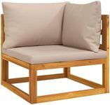 'vidaXL Sectional Corner Sofa- Solid Acacia Wood, Taupe Cushions - Modular Design for Indoor and Outdoor Lounge Areas'