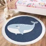 Kids Rug for Kids Room, 3 Ft Round Washable Area Rugs Nursery Rug for Baby Boys Girls Toddlers Cute Play Mat Kids Floor Carpet Non Slip Soft Rugs for Living Room Bedroom Playroom Bathroom Classroom