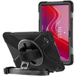 ProCase Protective Case for Lenovo Tab M11 11 Inch 2024, Rugged Heavy Duty Shockproof Rotating Kids Cover with 360° Rotate Kickstand & Shoulder Strap for Tab TB330FU TB330XU -Black