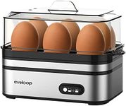 Evoloop - Electric Fast Egg Cooker, 6 Egg Capacity, Soft, Medium, Boiled, Egg Poacher with Auto Shut Off, BPA Free