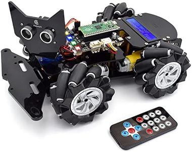 Adeept 4WD Omni-Directional Mecanum Wheels Robotic Car Kit for Raspberry Pi Pico DIY STEM Remote Controlled Educational Robot Kit with LCD1602 Display and Tutorials