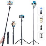 Selfie Stick Phone Tripod Stand with Detachable Wireless Remote - Ygive 178CM Extendable Cell Phone Holder with Fill Light for Video, Live Streaming, Travel, Vlogging