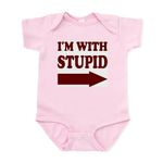 CafePress IM with Stupid (Arrow) Infant Bodysuit Cute Infant Bodysuit Baby Romper Petal Pink