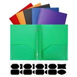 Two Pocket Folder, 12 Pcs Colored Plastic Folder with Sticky Tabs, File Folders with Fasteners, Folder with Pockets for School, Office