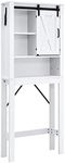 COSTWAY Over The Toilet Cabinet, Freestanding Bathroom Space Saver with Sliding Barn Door and Adjustable Shelves, Washing Machine Storage Rack Tall Laundry Organizer Unit (2-Tier Side Shelf, White)
