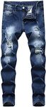 Lanscadran Boy's Skinny Fit Ripped Distressed Stretch Fashion Denim Jeans Pants, Dark Bluel0046, 12