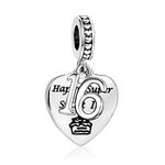 FGT Sweet 16 Birthday Heart Dangle Charm fits Pandora Bracelets HBD Daughter Granddaughter Friends Family Girl Sister Christmas