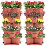 VIVOSUN 2-Pack 5 Tier Vertical Gardening Stackable Planter for Strawberries, Flowers, Herbs, Vegetables Brown