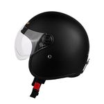 Steelbird SBH-54 Retro ISI Certified Open Face Helmet for Men and Women (X-Large 620 MM, Matt Black)