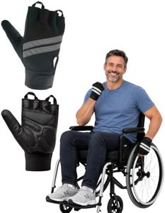 Inspired Comforts Wheelchair Gloves Fingerless Full Thumb with Anti-Slip Grip, Breathable & Reflective (Black/Black,XL)
