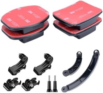 YHTSPORT Support de casque adhésif plat incurvé 3M autocollants + supports de base de bras d'extension de casque, montage rapide avec boucle à crochet en J, compatible avec Gopro et autres caméras