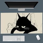 Uniqcasa Gaming Mouse Pad XXL Extended Anime Mouse Pad 31.5x15.7inch, Large Cute Kawaii Big Computer Mouse Mat Desk Pad with Non-Slip Rubber Base and Stitched Edge for Home Office-Black Cat