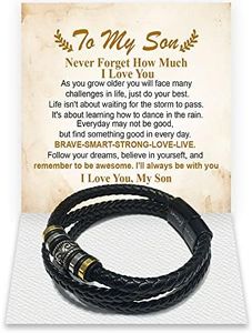 To My Son Bracelet From Mom - Fathers Day Gift To My Son From Mom, Bracelet For Teen Boys, Gift Bracelet From Dad, Bracelet For Men, Son Bracelet From Mother Father On Birthday Christmas Graduation, 1 pcs, Sterling Silver , Cubic Zirconia