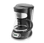 Swan Programmable Coffee Maker with Keep Warm Function, LCD Timer, 750ml, 700W, Black, SK13130N