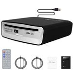External Universal CD Player for Car - LEHWEY Portable CD Player with Extra USB Extension Cable, Plugs into Car USB Port, Laptop, TV, Mac, Computer, for Android 4.4 and Above Navigation