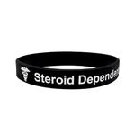 Steroid Dependent Medical Alert Wristband Bracelet Silicone ID Band Awareness Mens Womens Medic Adult 202mm 8 inches (1 Band Only, Black)