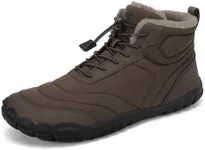 FLARUT Mens Womens Barefoot Snow Boots Winter Warm Shoes Fur Lined Wide Toe Box Zero Drop Ankle Sneakers(Coffee,39)