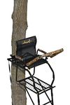 Muddy 17" Tall Tree Stand, 300 Lbs Capacity Single Steel Ladder with Adjustable Padded Shooting Rail and Flip-Back Seat, for Big Game & Hunting, Black