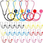 30 Pack Kids Stethoscope Toy Disposable Stethoscope Bulk Real Working Nursing Doctor Stethoscope Nurse Pretend Game Costume Accessories for Kids (Assorted Colors)