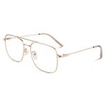 GQUEEN Pilot Style Fake Glasses Fashion Retro Vintage Metal Frame Clear Lens Glasses Womens Mens UV400