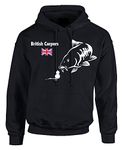 British Carpers Men's Hoodie - Black, Carp Fishing Clothing, Warm and Stylish, Specimen Angling Black (as8, alpha, 3x_l, regular, regular)