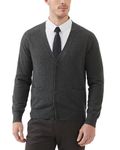 KALLSPIN Men's Cardigan Sweater Wool Blend V Neck Buttons Cardigan with Pockets(Charcoal, Medium)