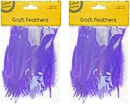 [2PK] Krafters Korner Craft Feathers, Versatile, Can Be Used For A Wide Range Of Projects, Perfect For Scrapbooking, Floral Arrangements, Costume Design And So Much More, Recommended For Ages 3+ Years - Purple (14cm)