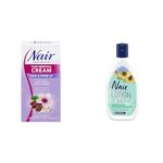 Nair Hair Removal Cream for Face & Upper Lip with Sweet Almond Oil and Baby Oil, 57-g & 3-In-1 Hair Removal Lotion for Sensitive Skin with Sunflower Seed Oil, 175-ml