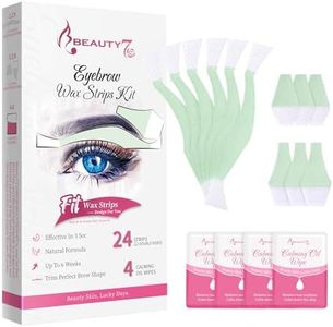 Beauty7 Wax Strips for Face, Eyebrow Shaper Pre-cut, 24pcs Waxing Strips with 4pcs Cleaner Oil Wipes, Cold Wax Strips Facial Hair Removal