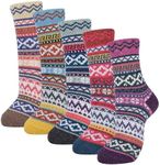 Moyel Womens Wool Socks Warm Winter Cozy Nordic Socks Gifts for Women (Multicolor Stripes)