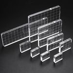 9 Pcs Acrylic Stamp Blocks, Clear Stamping Blocks, Transparent Acrylic Stamps Stamping Blocks Tools with Grid Lines for Scrapbooking Crafts Making, DIY Ornaments - Square