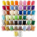 New brothread 50 Spools Embroidery Machine Thread Kit Including 40 Brother Colors+8 Variegated Colors+2 Metallic Colors for Brother Janome Singer Pfaff Husqvarna Embroidery Sewing Machines