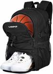 LARIPOP | Large Basketball Backpack Bag Sports with Separate Ball Holder & Shoes Compartment Fit 14+ Shoe, Boys Girls Woven,Best for Basketball, Soccer, Volleyball, Swim, Gym, Travel Youth and Adult