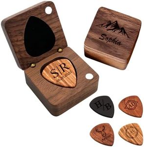 Custom Guitar Pick, Personalized Guitar Pick Holder, Wooden Pick with Case Engravedd Name/Text/Pattern, Guitar Accessories Gifts for Guitar Player & Music Lovers (Guitar Pick Holder)